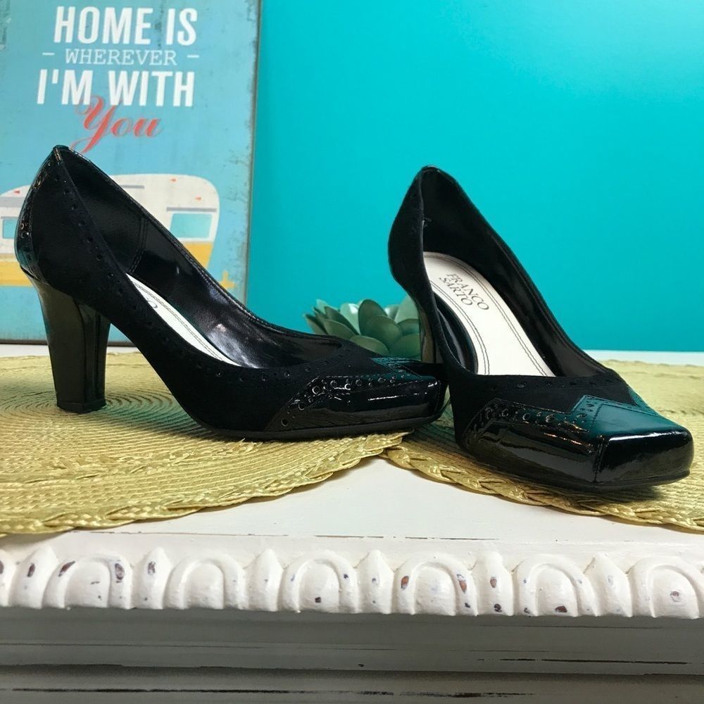 Franco Sarto suede and patent leather pumps